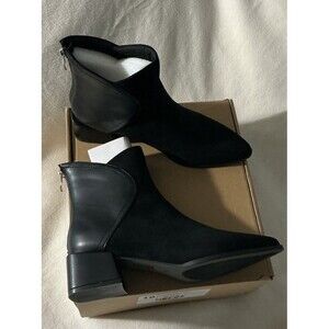 Consuello Women’s Black Ankle Boots Size 10 Block Heel Zip Booties Man Made NEW